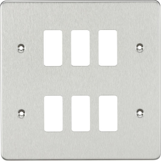 Knightsbridge GDFP006BC 6 Gang Grid Faceplate Brushed Chrome