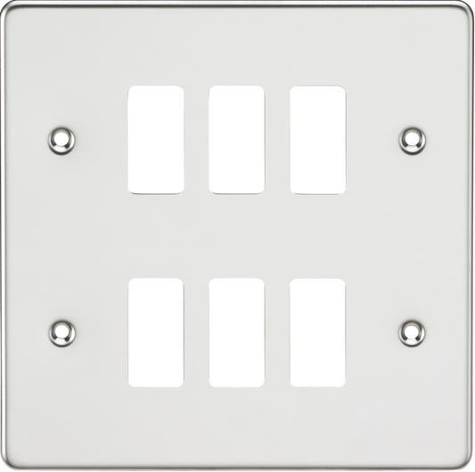 Knightsbridge GDFP006PC 6 Gang Grid Faceplate Polished Chrome