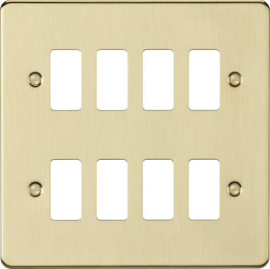 Knightsbridge GDFP008BB 8 Gang Grid Faceplate Brushed Brass
