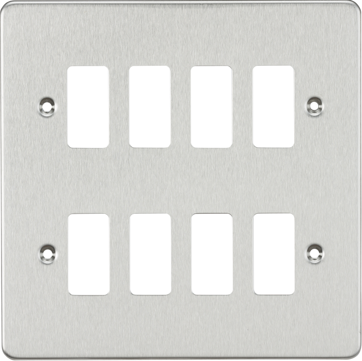 Knightsbridge GDFP008BC 8 Gang Grid Faceplate Brushed Chrome