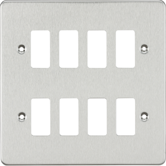 Knightsbridge GDFP008BC 8 Gang Grid Faceplate Brushed Chrome