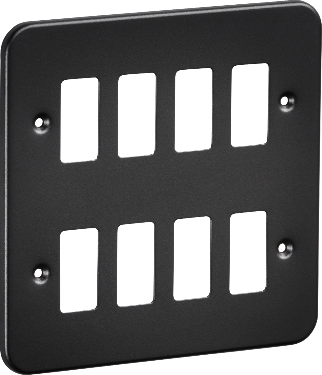 Knightsbridge GDFP008TB 8 Gang Grid Faceplate Metal Clad Textured Black