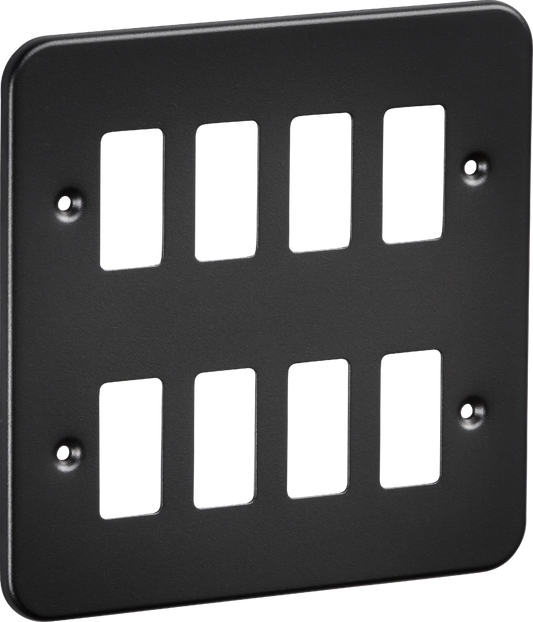 Knightsbridge GDFP008TB 8 Gang Grid Faceplate Metal Clad Textured Black