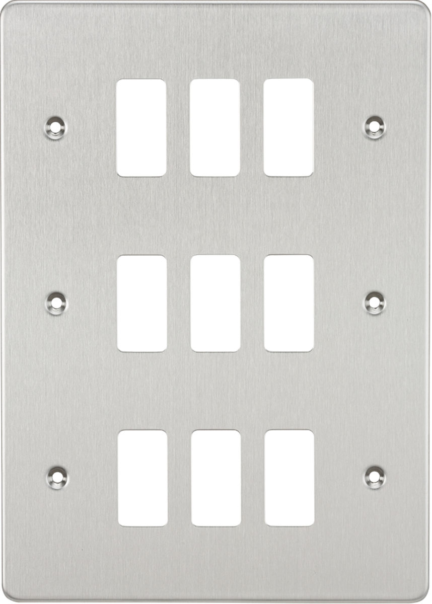 Knightsbridge GDFP009BC 9 Gang Grid Faceplate Brushed Chrome