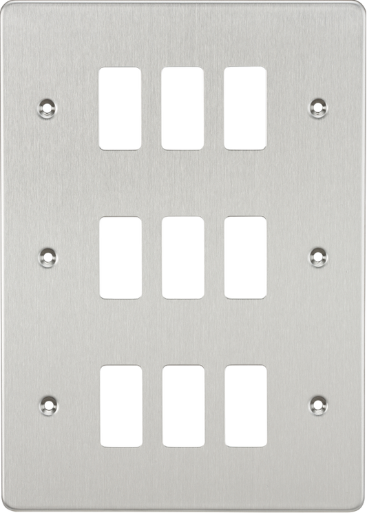 Knightsbridge GDFP009BC 9 Gang Grid Faceplate Brushed Chrome
