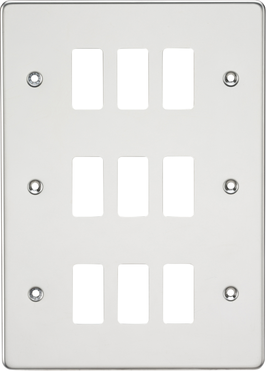 Knightsbridge GDFP009PC 9 Gang Grid Faceplate Polished Chrome