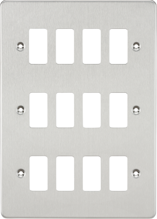 Knightsbridge GDFP012BC 12 Gang Grid Faceplate Brushed Chrome