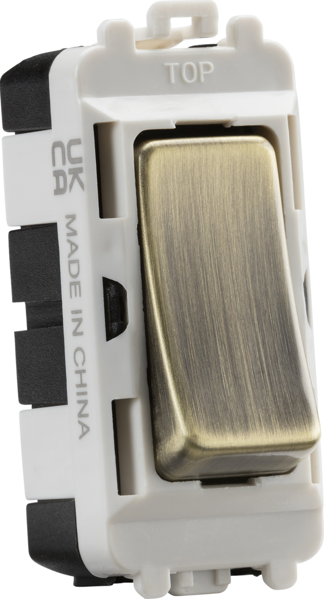 Knightsbridge GDM004AB 20A 2 Way and Centre Off Grid Switch Module Antique Brass