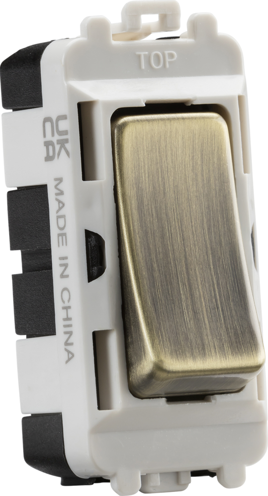 Knightsbridge GDM004AB 20A 2 Way and Centre Off Grid Switch Module Antique Brass