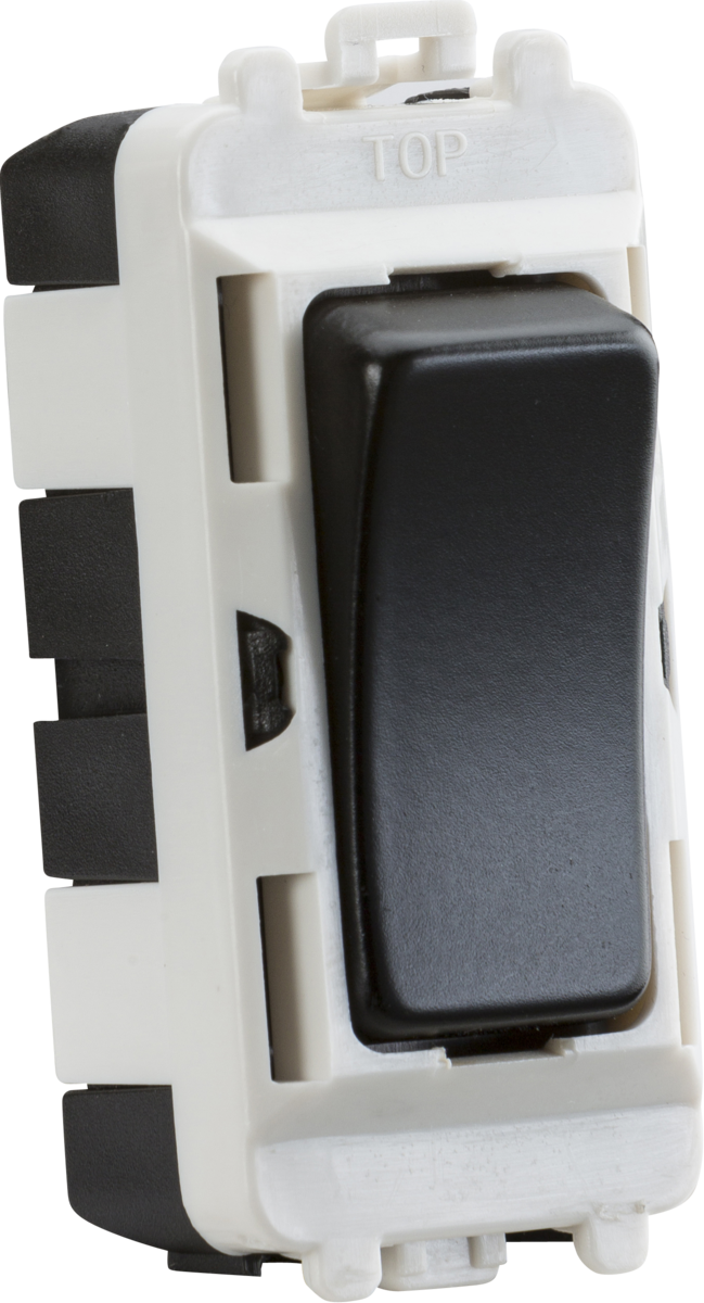 Knightsbridge GDM006MB 20A 2 Way Retractive 'Press' Grid Switch Module Matt Black