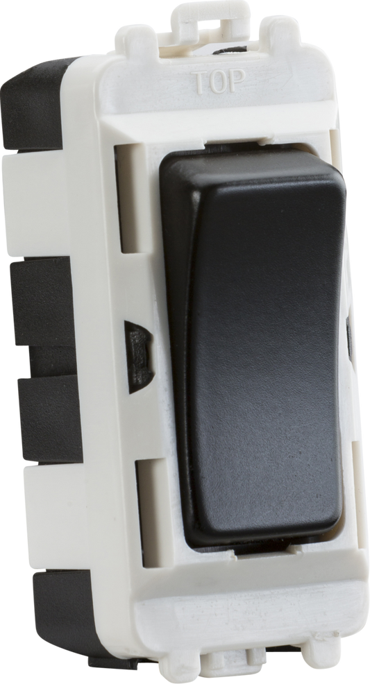 Knightsbridge GDM006MB 20A 2 Way Retractive 'Press' Grid Switch Module Matt Black
