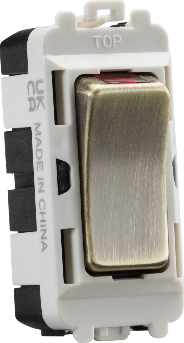 Knightsbridge GDM003AB 20A DP+N Grid Switch Module Antique Brass