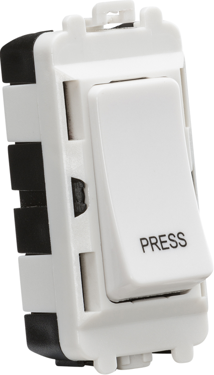 Knightsbridge GDM006U 20A 2 Way Retractive 'Press' Grid Switch Module White