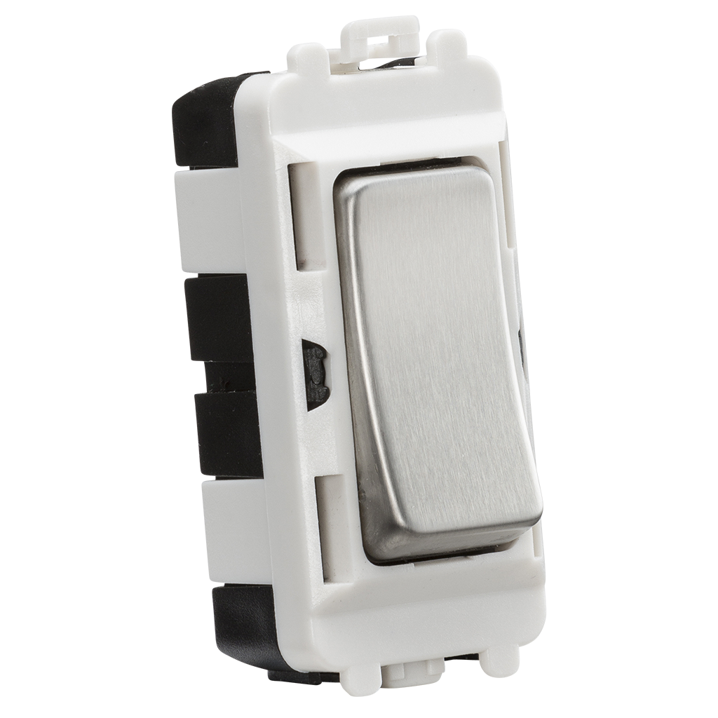 Knightsbridge GDM006BC 20A 2 Way Retractive 'Press' Grid Switch Module Brushed Chrome