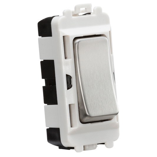 Knightsbridge GDM006BC 20A 2 Way Retractive 'Press' Grid Switch Module Brushed Chrome