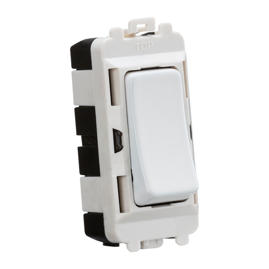 Knightsbridge GDM006MW 20A 2 Way Retractive 'Press' Grid Switch Module Matt White