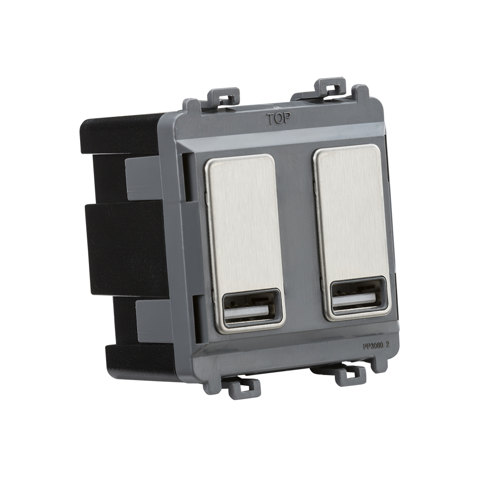 Knightsbridge GDM016BC Dual USB Grid Module Brushed Chrome