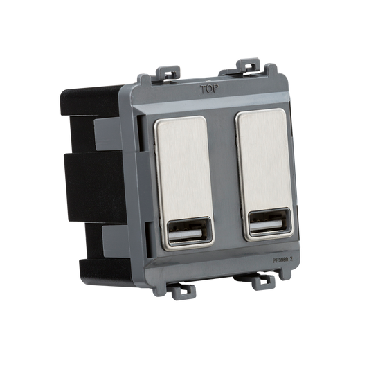 Knightsbridge GDM016BC Dual USB Grid Module Brushed Chrome