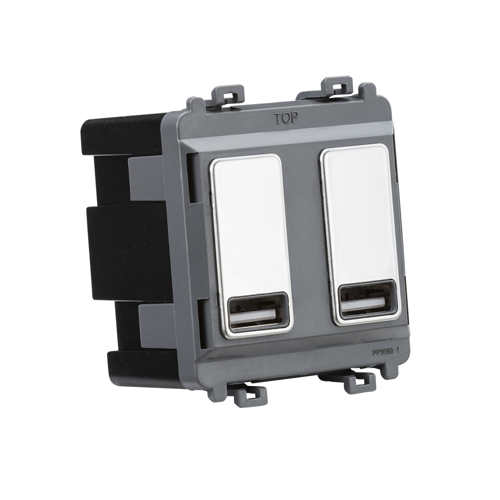 Knightsbridge GDM016PC Dual USB Grid Module Polished Chrome