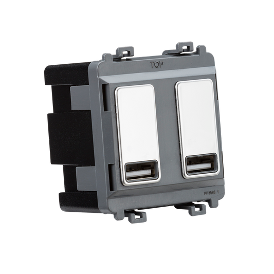 Knightsbridge GDM016PC Dual USB Grid Module Polished Chrome