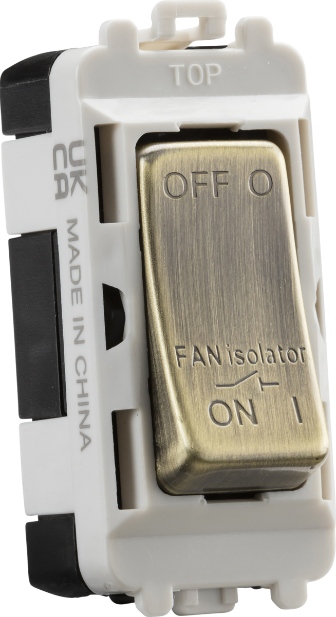 Knightsbridge GDM020AB 10A TP Fan Isolator Grid Switch Module Antique Brass