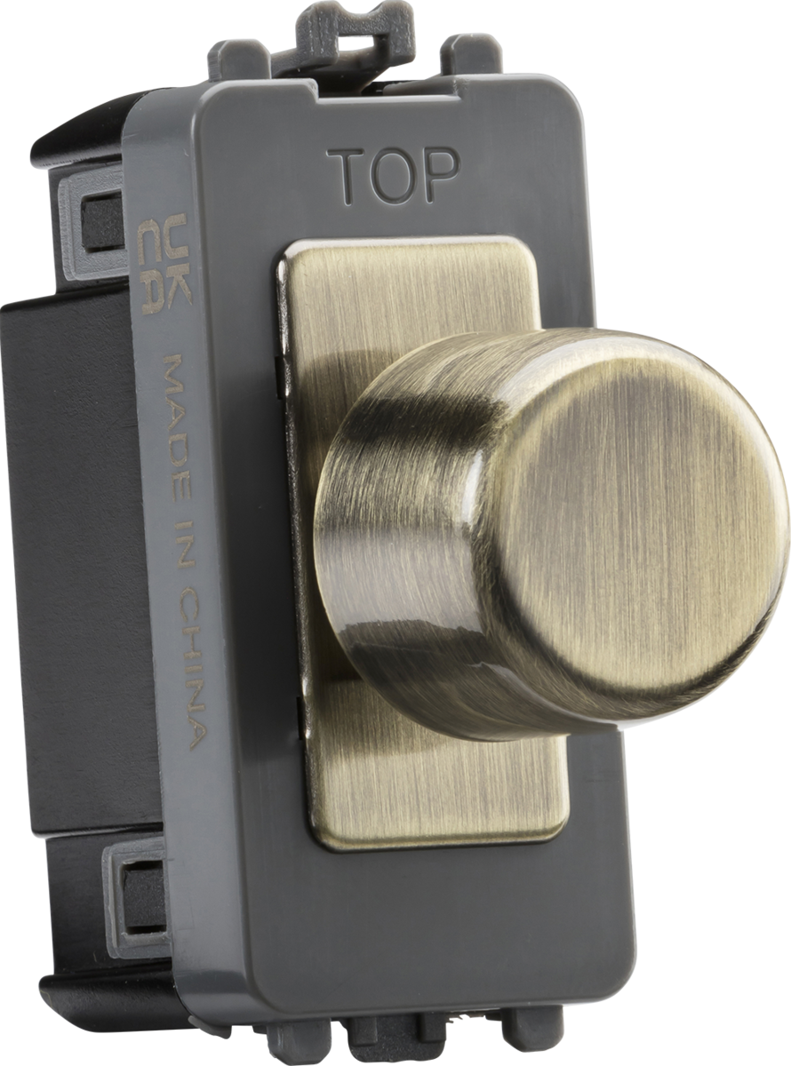 Knightsbridge GDM022AB 6A 2 Way Dummy Dimmer Grid Module Antique Brass