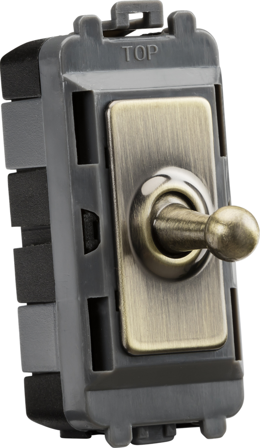 Knightsbridge GDM01TOGAB 20A 2 Way Toggle Switch Grid Module Antique Brass