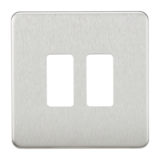 Knightsbridge GDSF002BC 2 Gang Grid Faceplate Brushed Chrome