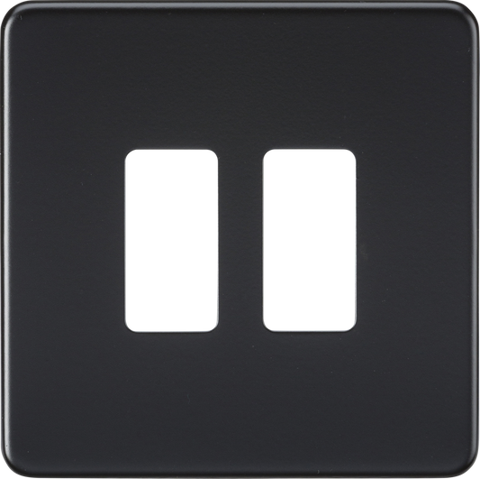 Knightsbridge GDSF002MB 2 Gang Grid Faceplate Matt Black