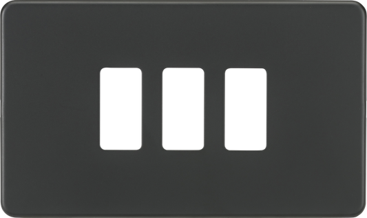Knightsbridge GDSF003AT 3 Gang Grid Faceplate Anthracite