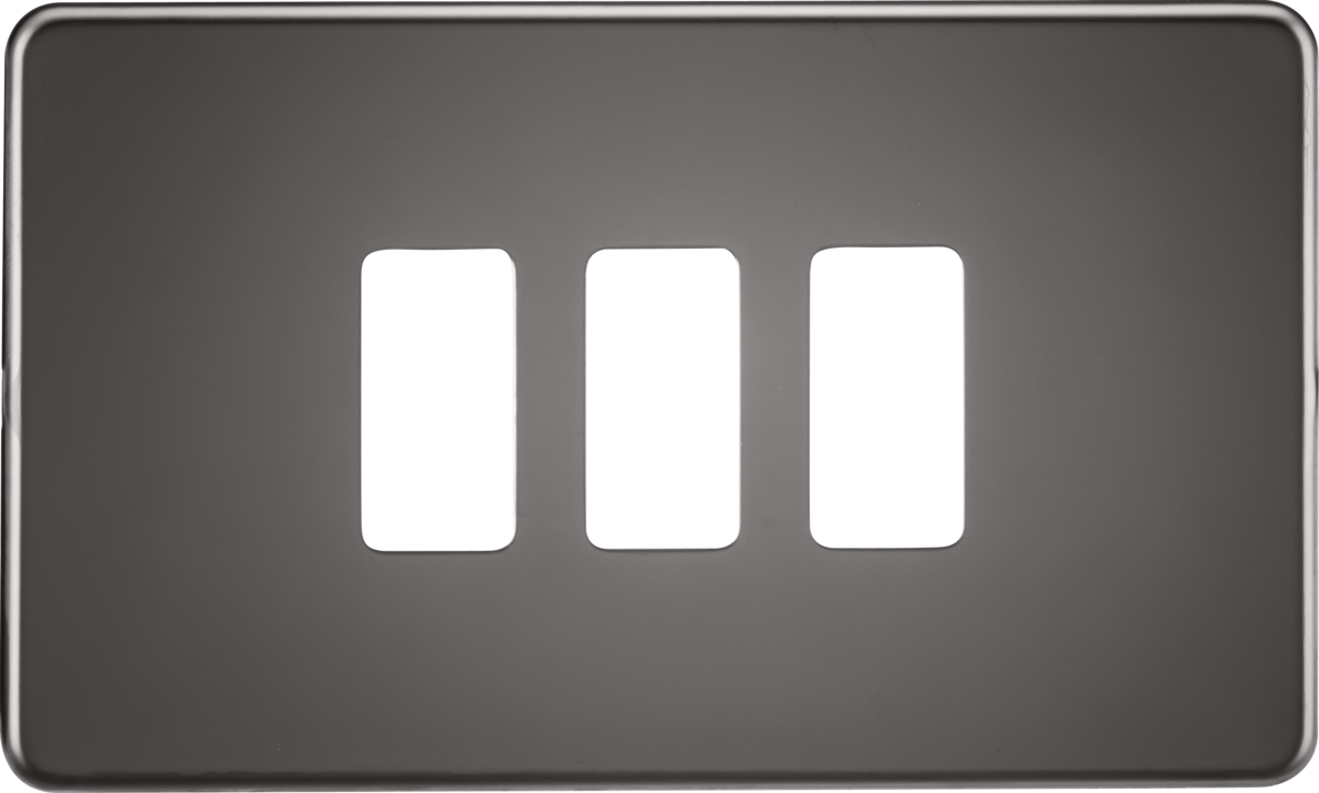Knightsbridge GDSF003BN 3 Gang Grid Faceplate Black Nickel