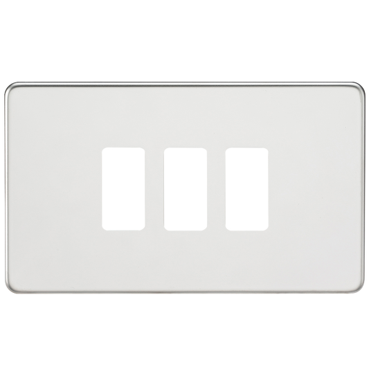 Knightsbridge GDSF003PC 3 Gang Grid Faceplate Polished Chrome