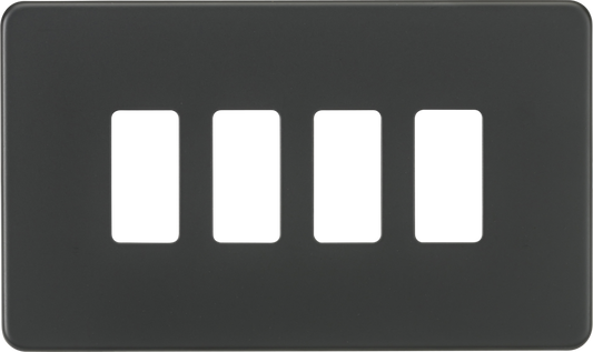Knightsbridge GDSF004AT 4 Gang Grid Faceplate Anthracite