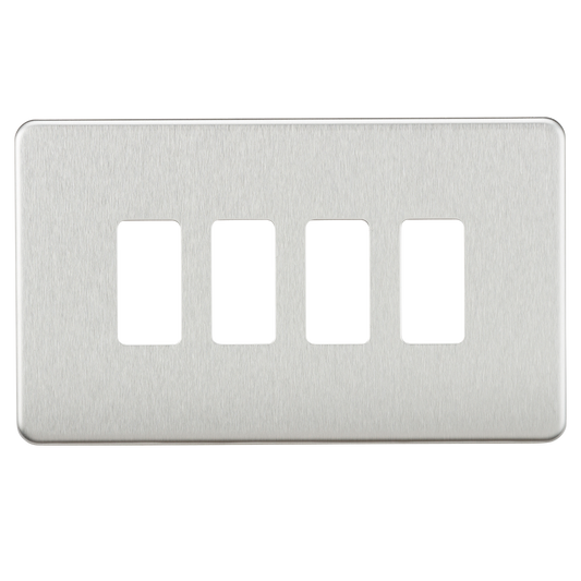 Knightsbridge GDSF004BC 4 Gang Grid Faceplate Brushed Chrome