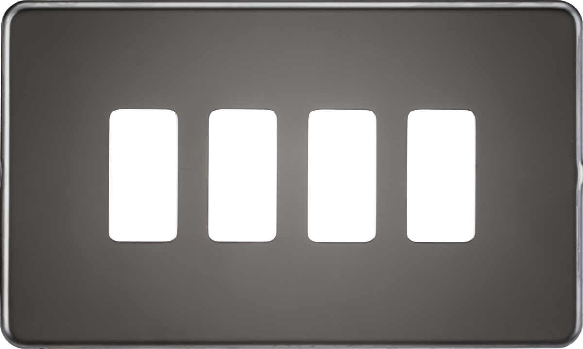 Knightsbridge GDSF004BN 4 Gang Grid Faceplate Black Nickel