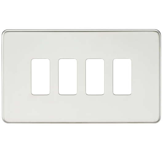 Knightsbridge GDSF004PC 4 Gang Grid Faceplate Polished Chrome