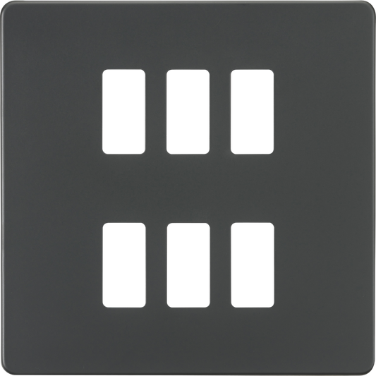 Knightsbridge GDSF006AT 6 Gang Grid Faceplate Anthracite