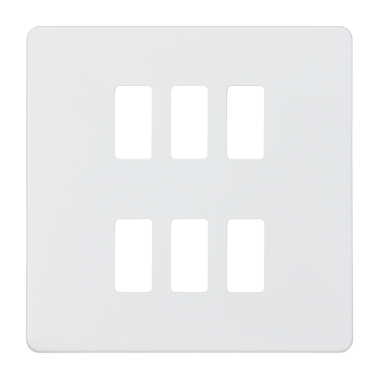 Knightsbridge GDSF006MW 6 Gang Grid Faceplate Matt White
