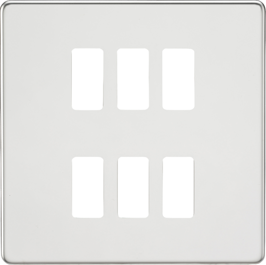 Knightsbridge GDSF006PC 6 Gang Grid Faceplate Polished Chrome