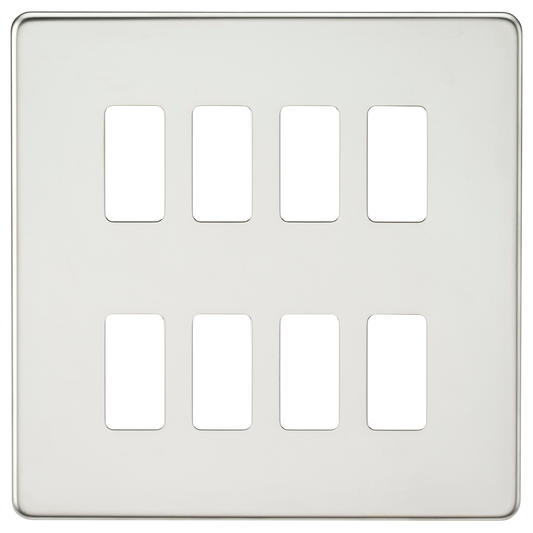 Knightsbridge GDSF008PC 8 Gang Grid Faceplate Polished Chrome