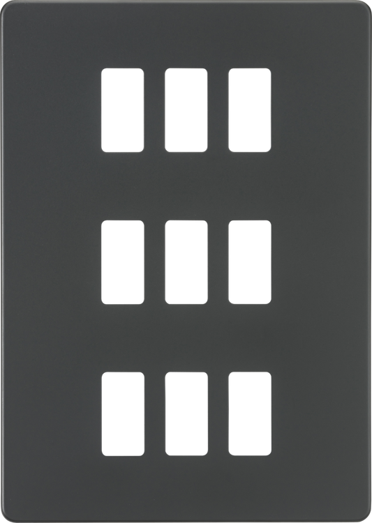 Knightsbridge GDSF009AT 9 Gang Grid Faceplate Anthracite