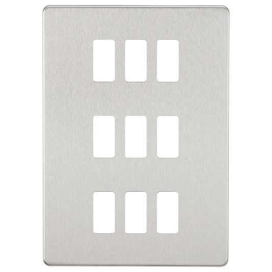 Knightsbridge GDSF009BC 9 Gang Grid Faceplate Brushed Chrome
