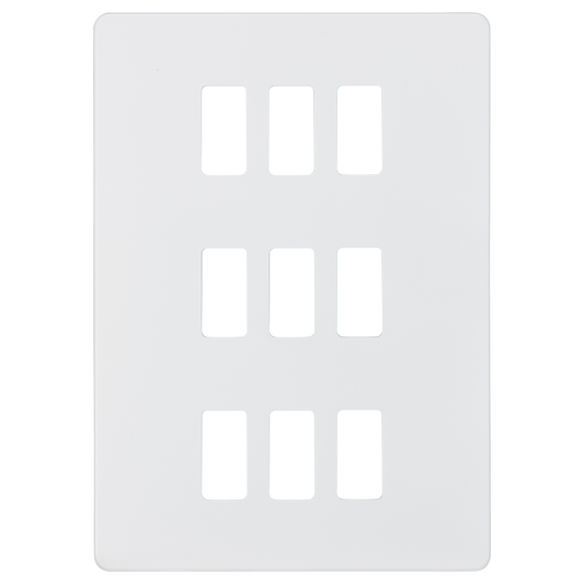Knightsbridge GDSF009MW 9 Gang Grid Faceplate Matt White