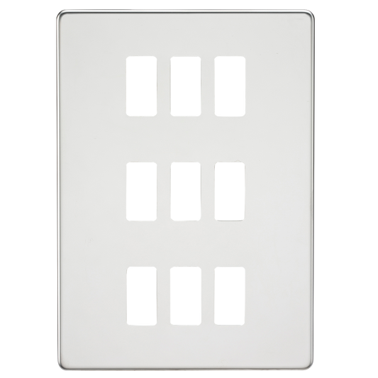 Knightsbridge GDSF009PC 9 Gang Grid Faceplate Polished Chrome