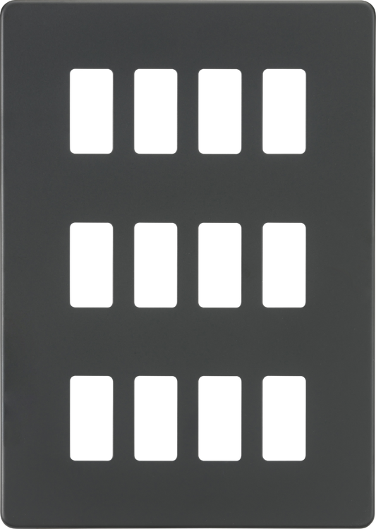Knightsbridge GDSF012AT 12 Gang Grid Faceplate Anthracite
