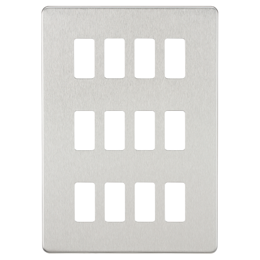 Knightsbridge GDSF012BC 12 Gang Grid Faceplate Brushed Chrome