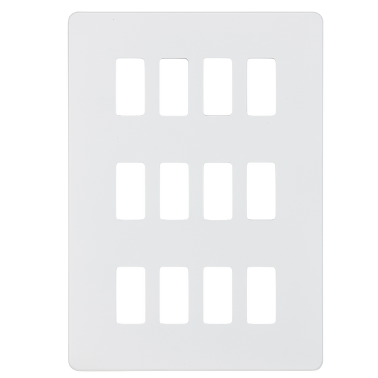 Knightsbridge GDSF012MW 12 Gang Grid Faceplate Matt White