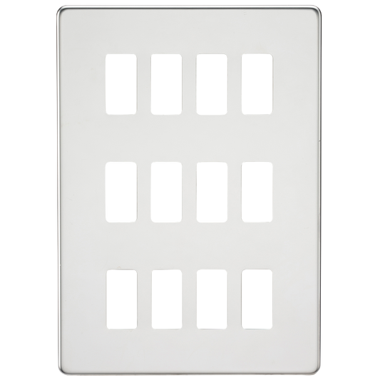 Knightsbridge GDSF012PC 12 Gang Grid Faceplate Polished Chrome