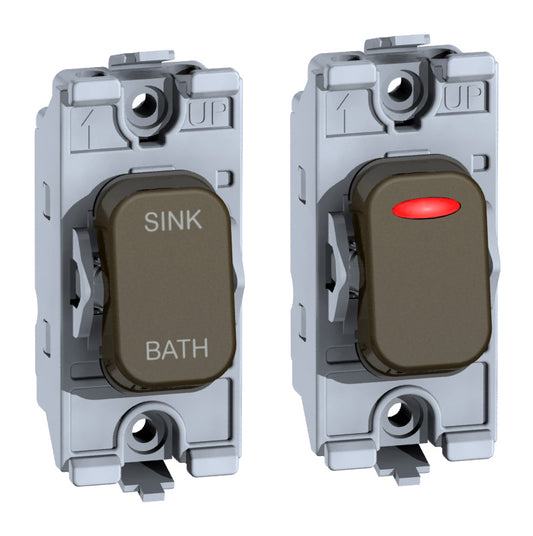 Schneider GGBL2022IMRMB 20A DP Bath and Sink Switch Module with Neon Mocha Bronze