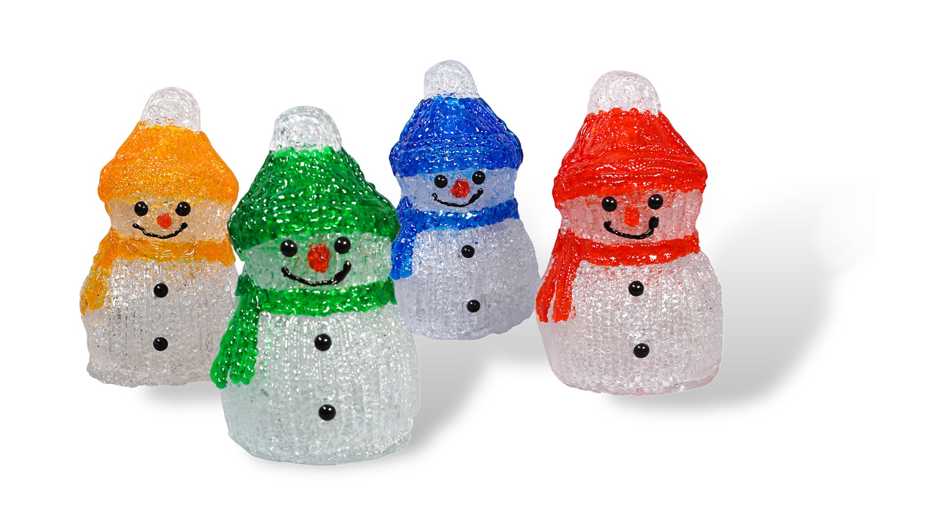 Xmas Haus GH9066 40 LED Set of 4 Acrylic Outdoor / Indoor LED Snowmen White IP44 (Battery Operated)